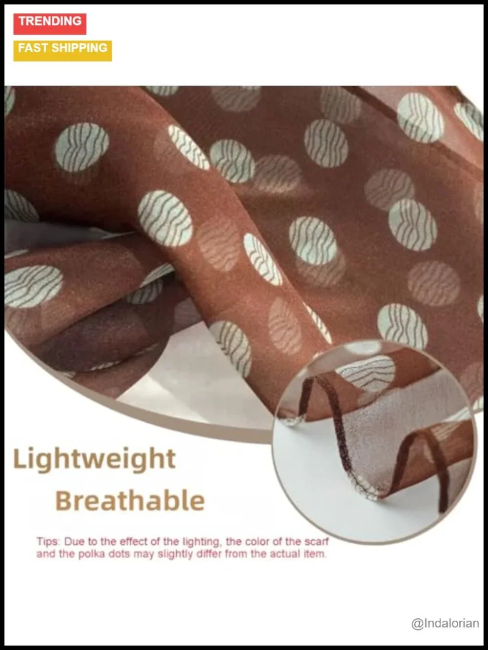 Chiffon Polka Dot Scarf - Lightweight Neck Scarf Head Wrap Versatile Styling